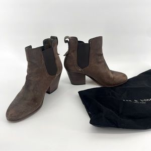 Rag & Bone Brown Suede Chelsea Boots with Heel - Size 7